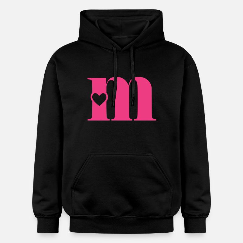 Buchstabe m Anfangsbuchstabe mit Herz - Gildan Unisex Softstyle® Midweight Hoodie - Schwarz
