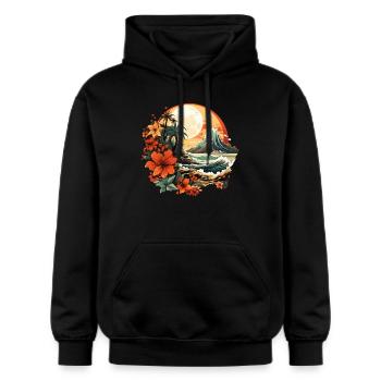 Tropisch - Gildan Unisex Softstyle® Midweight Hoodie - Schwarz - Vorne - Marisol (170cm) & Nik (191cm)