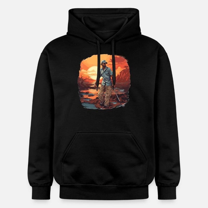 Joueur de golf - Illustration - Sweat à capuche Softstyle® Gildan Unisexe - noir