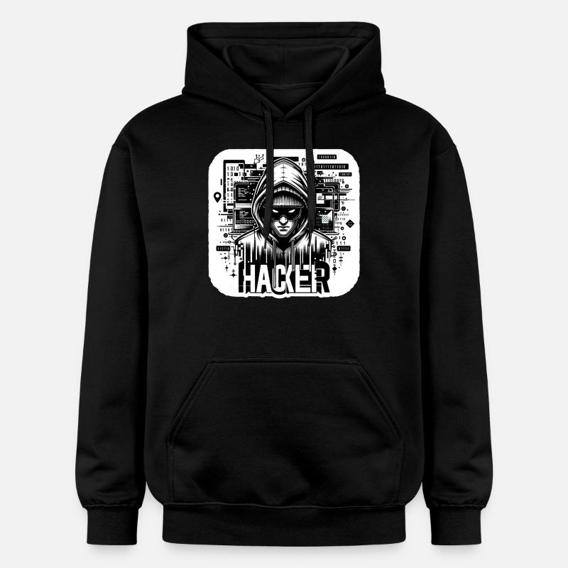 Hacker - Illustration - Sweat à capuche Softstyle® Gildan Unisexe - noir