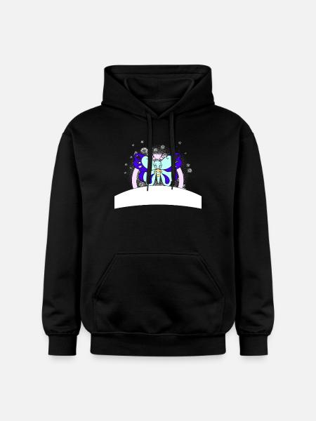 bunter Schmetterling mit Schreibfeld - Gildan Unisex Softstyle® Midweight Hoodie - Schwarz