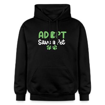 Hund adoptieren Rettung - Gildan Unisex Softstyle® Midweight Hoodie - Schwarz - Vorne - Marisol (170cm) & Nik (191cm)