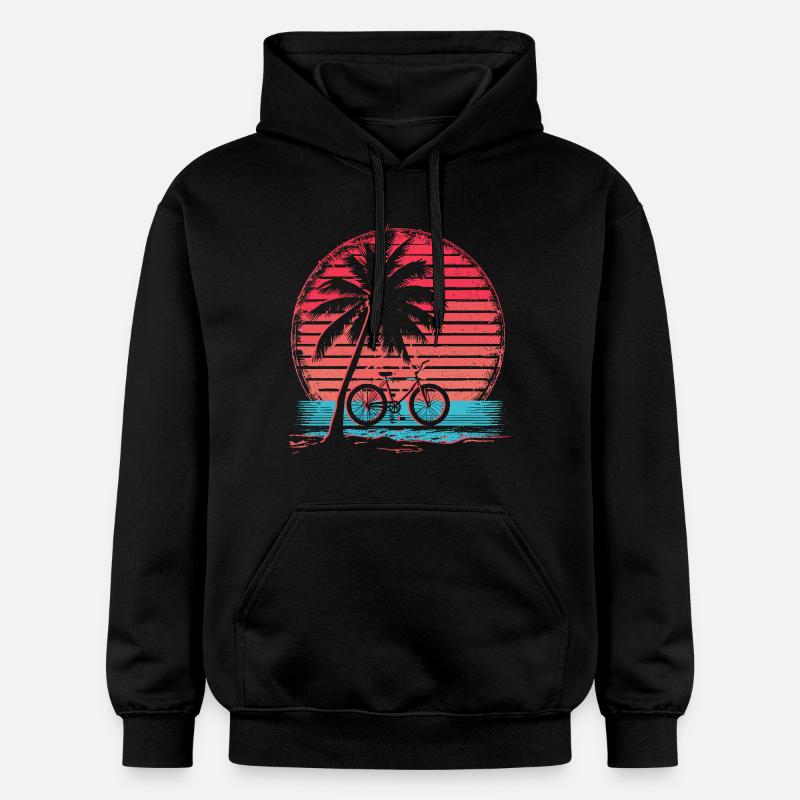 Vélo Synthwave - Sweat à capuche Softstyle® Gildan Unisexe - noir