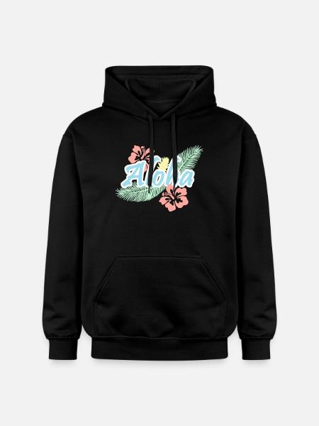 Aloha Tropical Summer Flowers - Gildan Unisex Softstyle® Midweight Hoodie - black