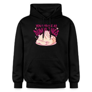 Für Dumpling Fans - You Had Me At Dumplings - Gildan Unisex Softstyle® Midweight Hoodie - Schwarz - Vorne - Marisol (170cm) & Nik (191cm)
