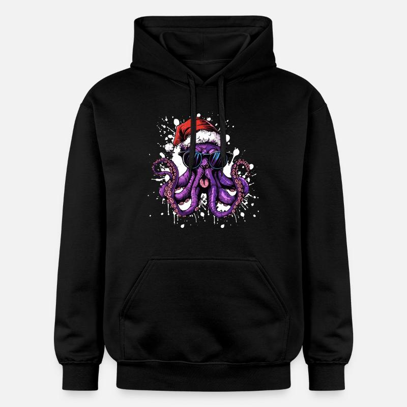 Pieuvre Noël Drôle - Sweat à capuche Softstyle® Gildan Unisexe - noir