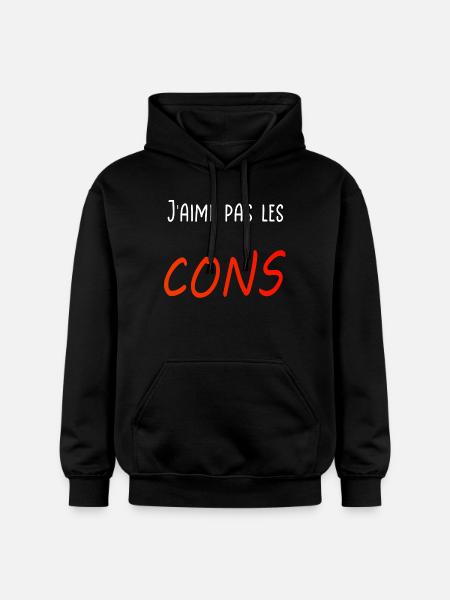 J’aime pas les cons - Sweat à capuche Softstyle® Gildan Unisexe - noir