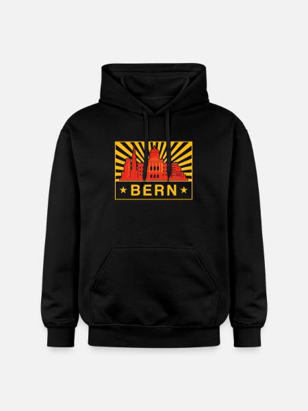 Bern Skyline Sonnenburst Stadtsiegel - Gildan Unisex Softstyle® Midweight Hoodie - Schwarz