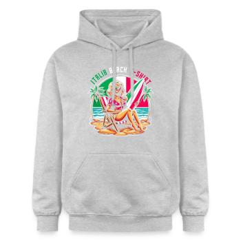 Italy Beach Surf T-Shirt - Gildan Unisex Softstyle® Midweight Hoodie - light heather grey - Front - Liana (172cm) & Jaron (178cm)