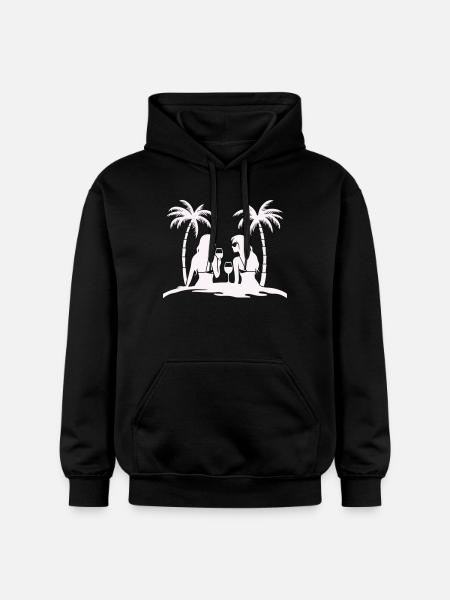 Silhouette style tropical beach night - Gildan Unisex Softstyle® Midweight Hoodie - black