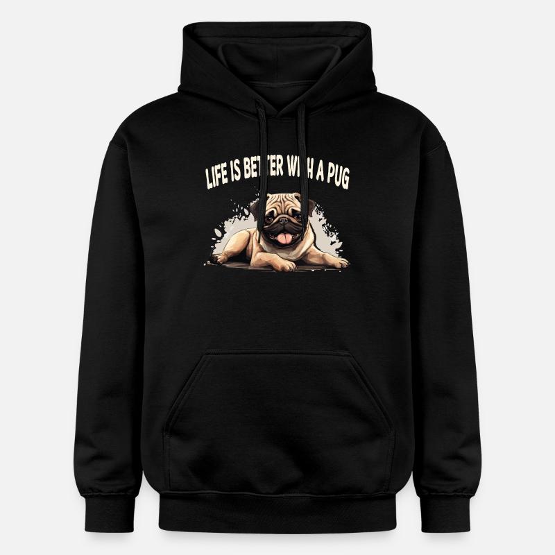 Life is better with a pug - Gildan Unisex Softstyle® Midweight Hoodie - Schwarz