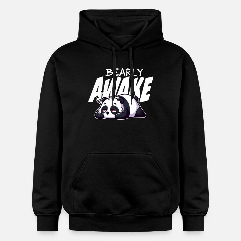 Bearly Awake Panda Illustration - Sweat à capuche Softstyle® Gildan Unisexe - noir