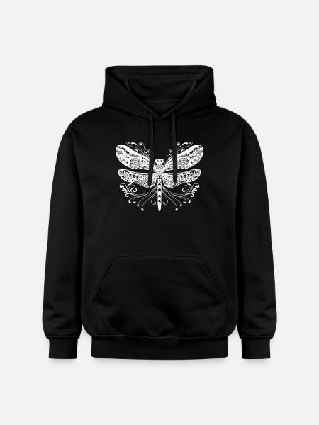 Cute Boho Dragonfly With Flourishes - Gildan Unisex Softstyle® Midweight Hoodie - black