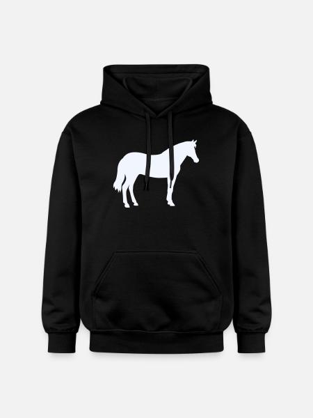 Pferdesilhouette in Milchweiß - Gildan Unisex Softstyle® Midweight Hoodie - Schwarz