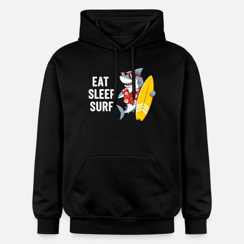 Mange Dors Requin de Surf - Sweat à capuche Softstyle® Gildan Unisexe - noir