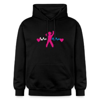 Clubber Dancer DJ musik - Gildan Unisex Softstyle® Midweight Hoodie - Schwarz - Vorne - Marisol (170cm) & Nik (191cm)