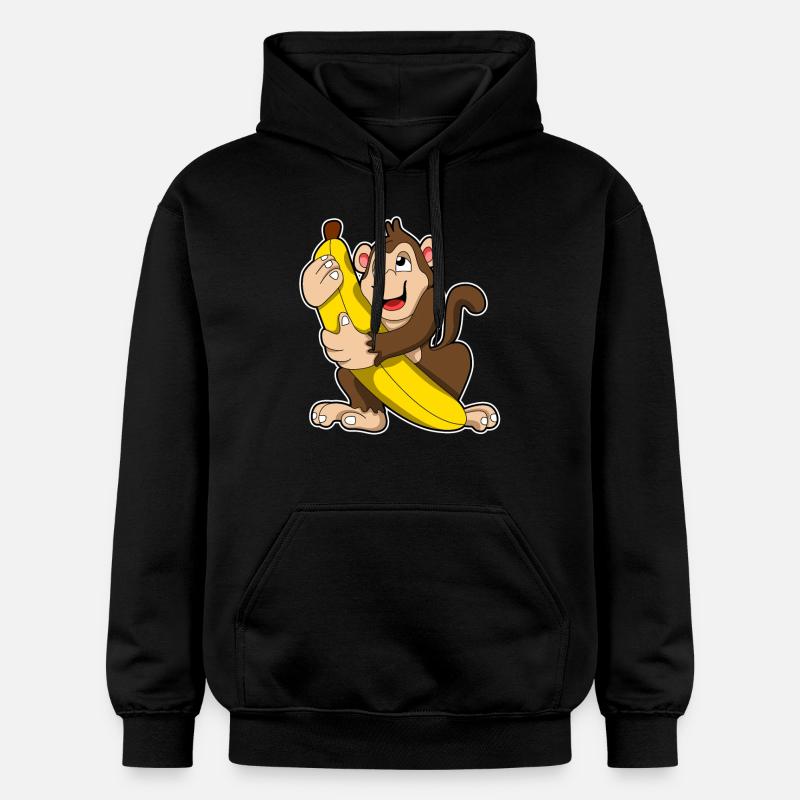 Singe aux bananes - Sweat à capuche Softstyle® Gildan Unisexe - noir