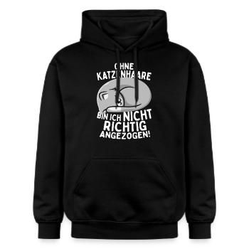 Ohne Katzenhaare Bin Ich Nicht Richtig Angezogen - Gildan Unisex Softstyle® Midweight Hoodie - Schwarz - Vorne - Marisol (170cm) & Nik (191cm)