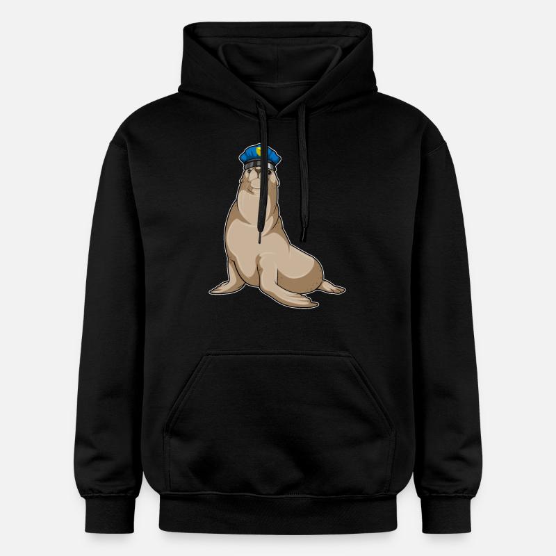 Seal en tant que policier - Sweat à capuche Softstyle® Gildan Unisexe - noir