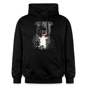 American Bully XL Polygon künstlerisch gestaltet - Gildan Unisex Softstyle® Midweight Hoodie - Schwarz - Vorne - Marisol (170cm) & Nik (191cm)