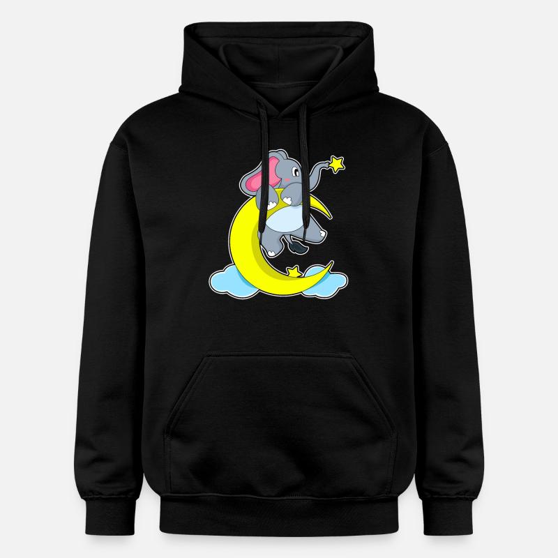 Elephant on clouds - Gildan Unisex Softstyle® Midweight Hoodie - black