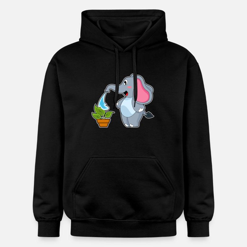 Éléphant avec plante - Sweat à capuche Softstyle® Gildan Unisexe - noir