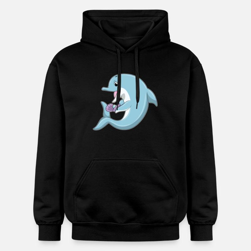 Dauphin avec perle - Sweat à capuche Softstyle® Gildan Unisexe - noir