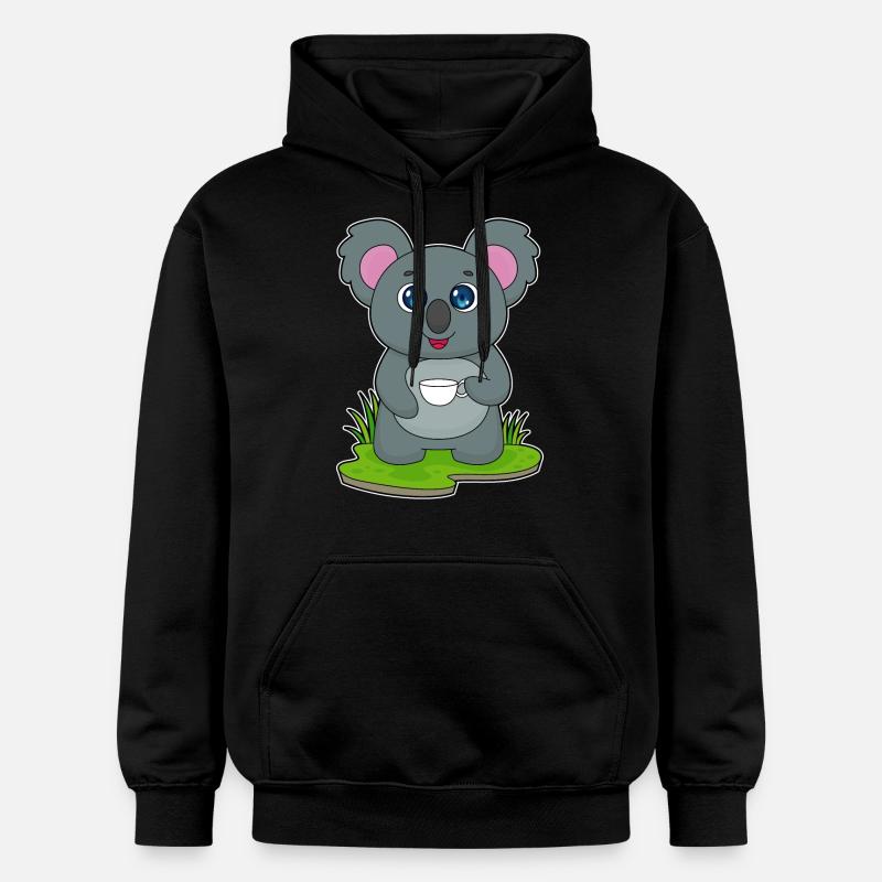 Koala mit Kaffeetasse - Gildan Unisex Softstyle® Midweight Hoodie - Schwarz