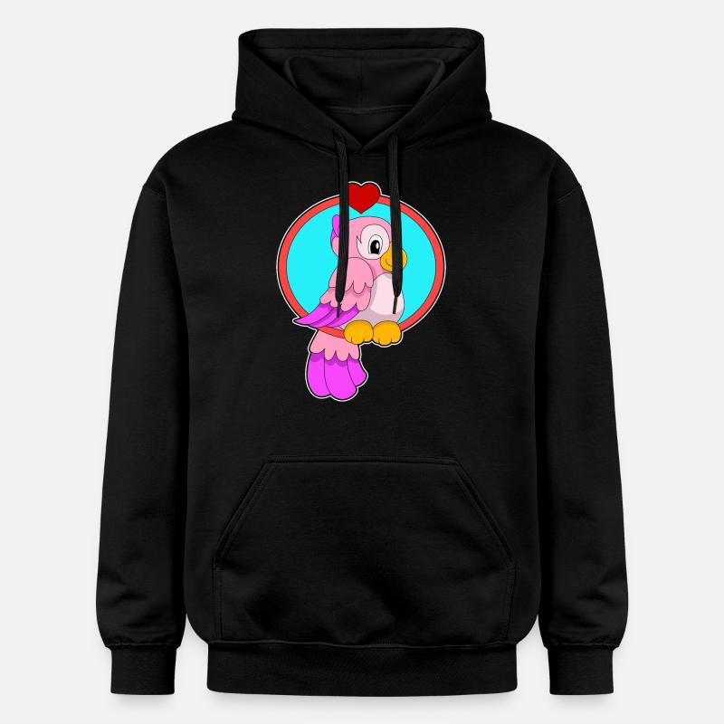 Perroquet avec cœur - Sweat à capuche Softstyle® Gildan Unisexe - noir