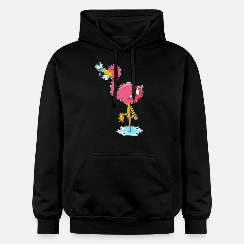 Flamant rose au poisson - Sweat à capuche Softstyle® Gildan Unisexe - noir