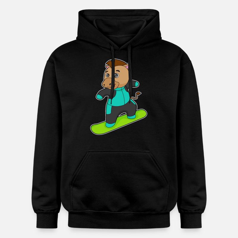 Cheval comme snowboarder avec snowboard - Sweat à capuche Softstyle® Gildan Unisexe - noir
