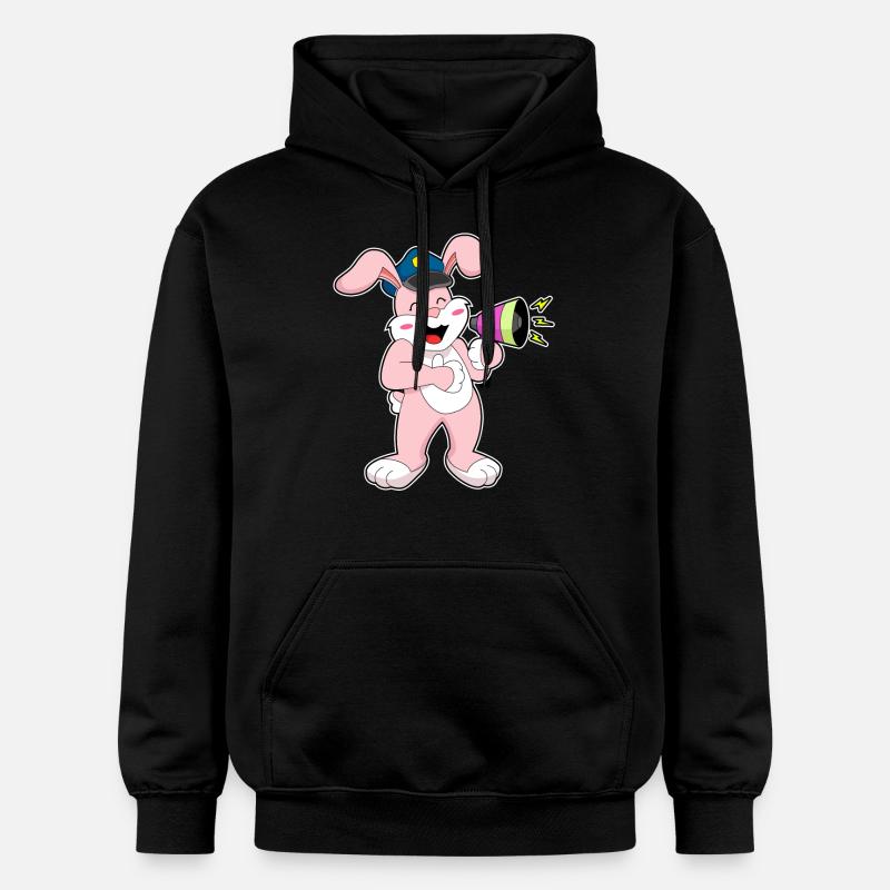 Rabbit Policier Microphone - Sweat à capuche Softstyle® Gildan Unisexe - noir