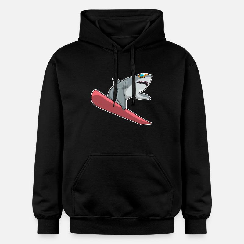 Snowboarder Requin Snowboard - Sweat à capuche Softstyle® Gildan Unisexe - noir
