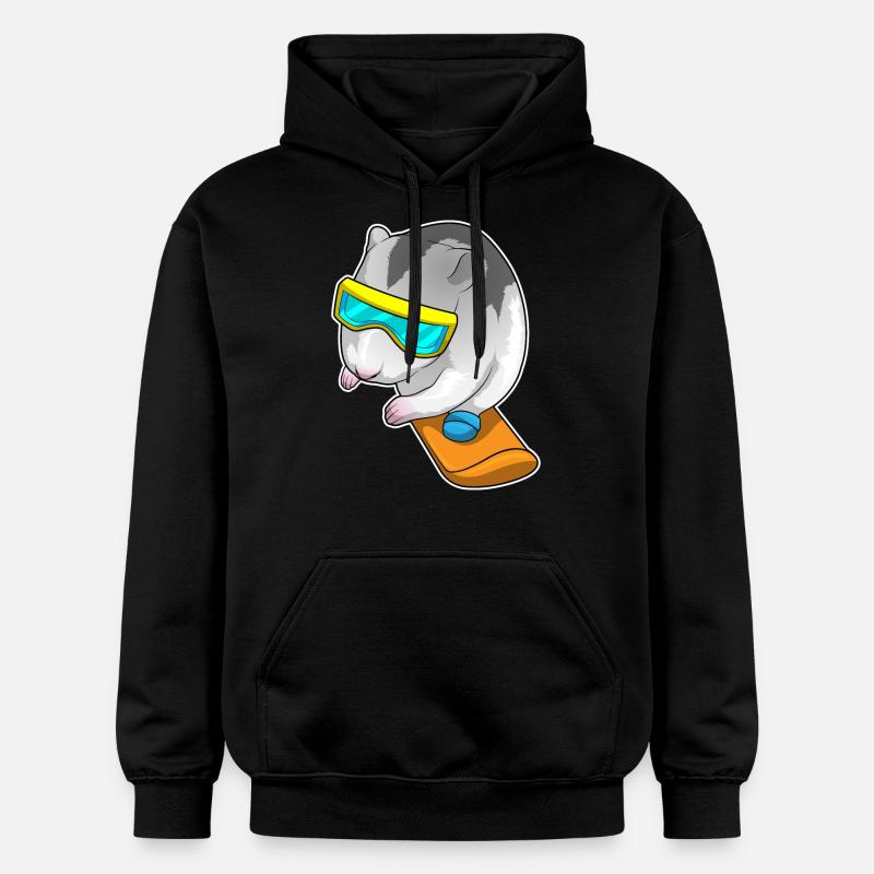 Hamster Snowboarder Snowboard - Sweat à capuche Softstyle® Gildan Unisexe - noir
