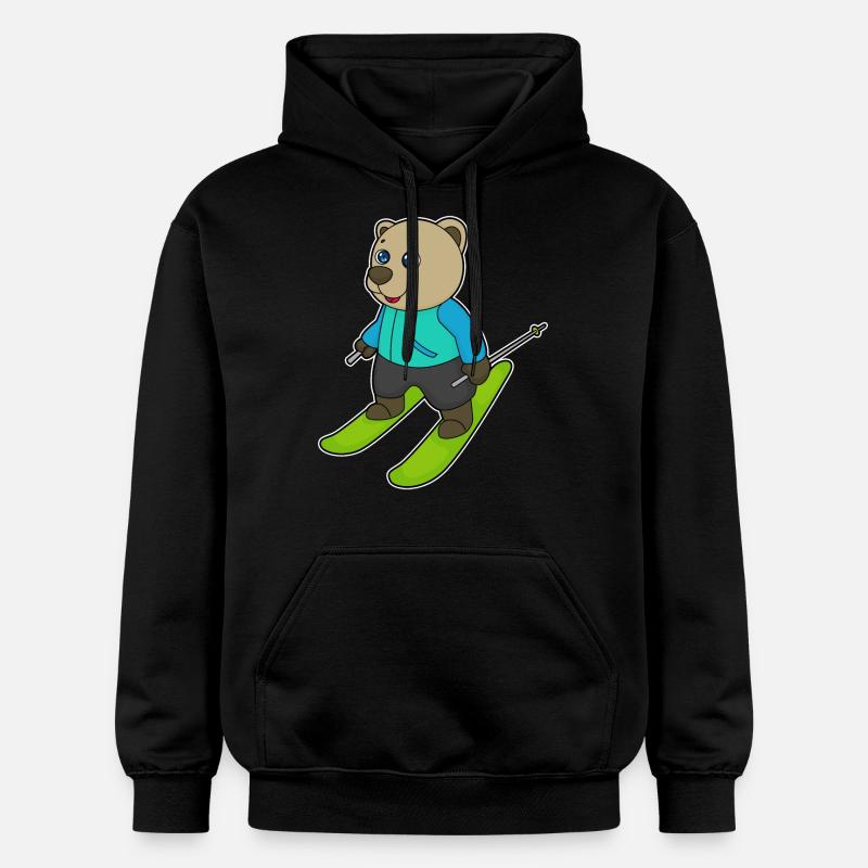 Bear Skier Skier Skier - Sweat à capuche Softstyle® Gildan Unisexe - noir
