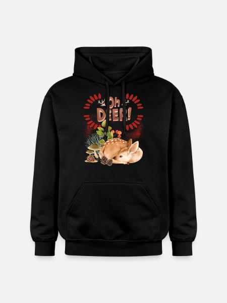 Chevreuil Bambi fauve dans la forêt drôle de dicton, jeu de mots - Sweat à capuche Softstyle® Gildan Unisexe - noir
