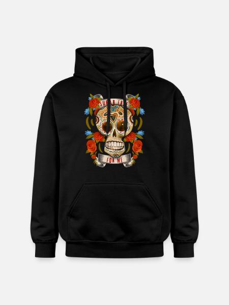 Sugar-Skull, funny sugar skull Sugar-Free - Gildan Unisex Softstyle® Midweight Hoodie - black