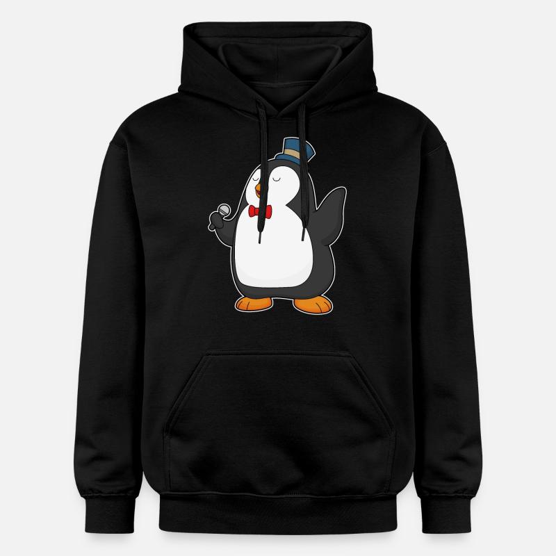 Penguin Singer Mikrofon - Bluza z kapturem typu unisex Gildan Softstyle® Midweight - czarny