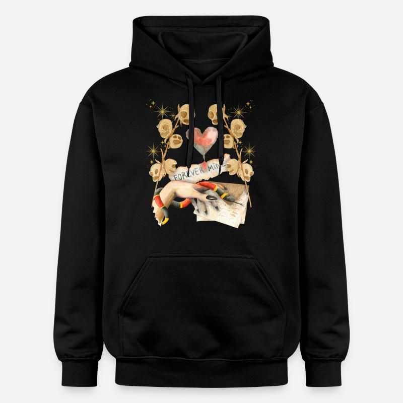Gothic Skull Gothic-Valentine, Valentine's Day - Gildan Unisex Softstyle® Midweight Hoodie - black