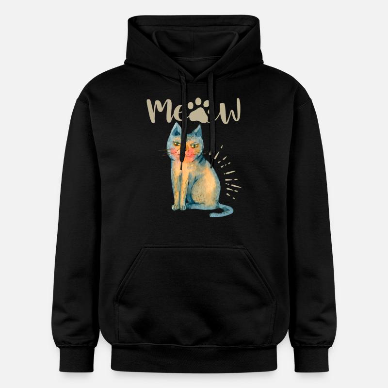 Drôle de chat, disant, Miaou - Sweat à capuche Softstyle® Gildan Unisexe - noir