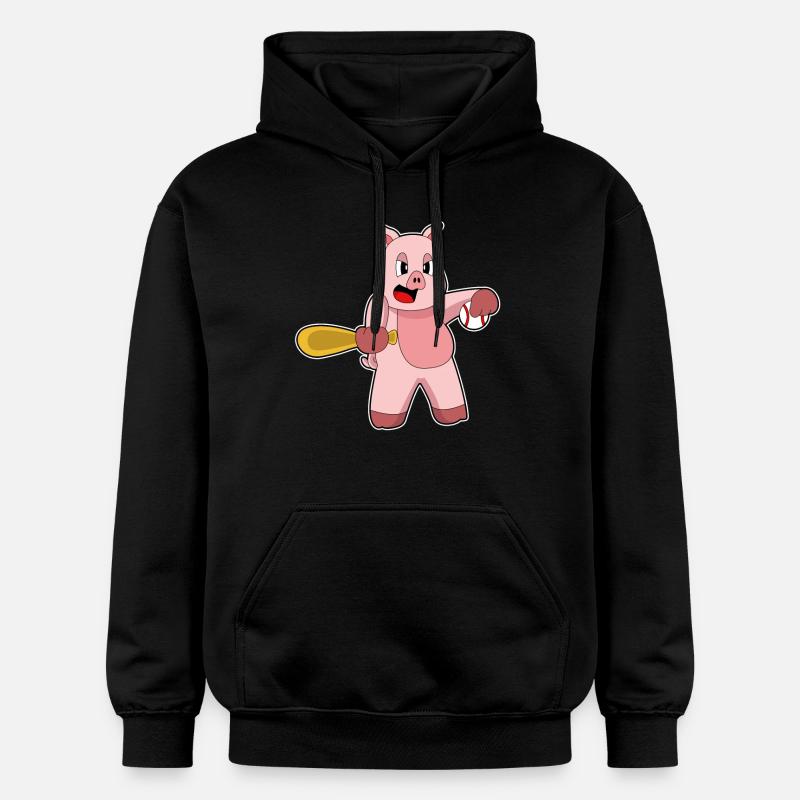 Pig Baseball Batte - Sweat à capuche Softstyle® Gildan Unisexe - noir