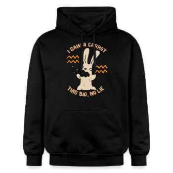 Lustiger Hase Comic Witz - Gildan Unisex Softstyle® Midweight Hoodie - Schwarz - Vorne - Marisol (170cm) & Nik (191cm)