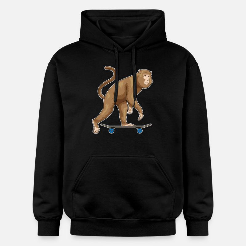 Monkey Skater Skateboard - Sweat à capuche Softstyle® Gildan Unisexe - noir