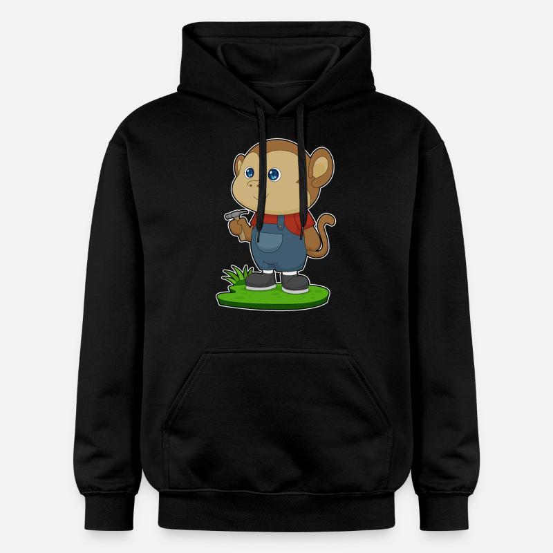 Affe Handwerker Hammer - Gildan Unisex Softstyle® Midweight Hoodie - Schwarz