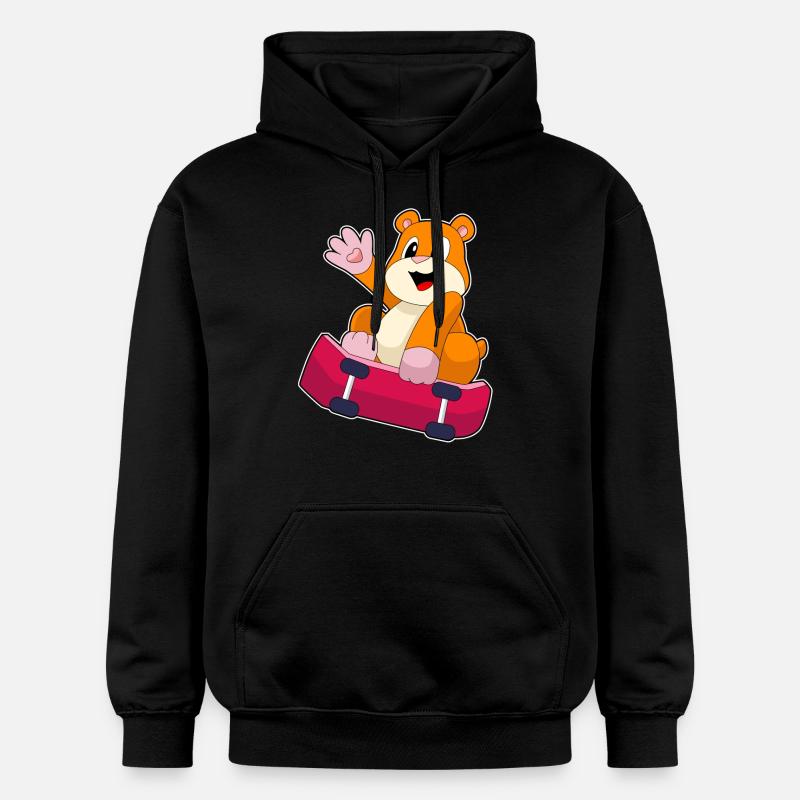 Hamster Skater Skateboard - Sweat à capuche Softstyle® Gildan Unisexe - noir