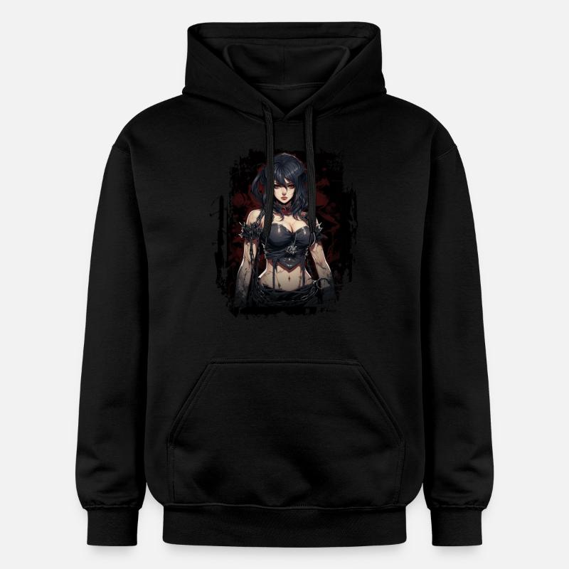 Fittes Gothic Mädchen - Gildan Unisex Softstyle® Midweight Hoodie - Schwarz
