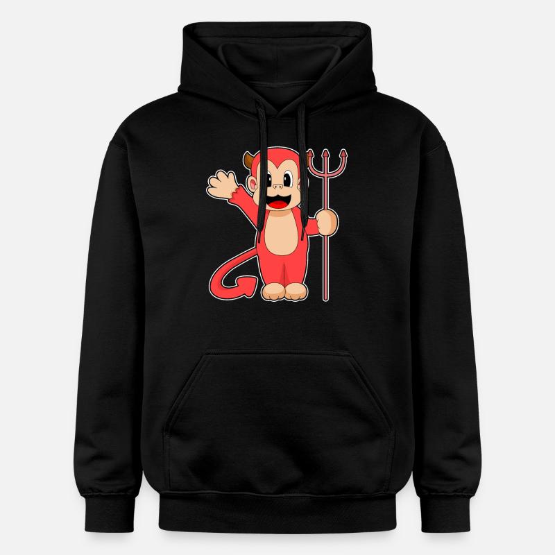 Monkey Halloween Devil Trident - Gildan Unisex Softstyle® Midweight Hoodie - black