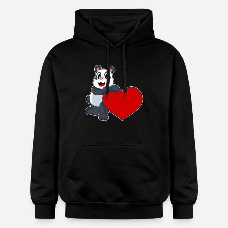Cœur de panda - Sweat à capuche Softstyle® Gildan Unisexe - noir