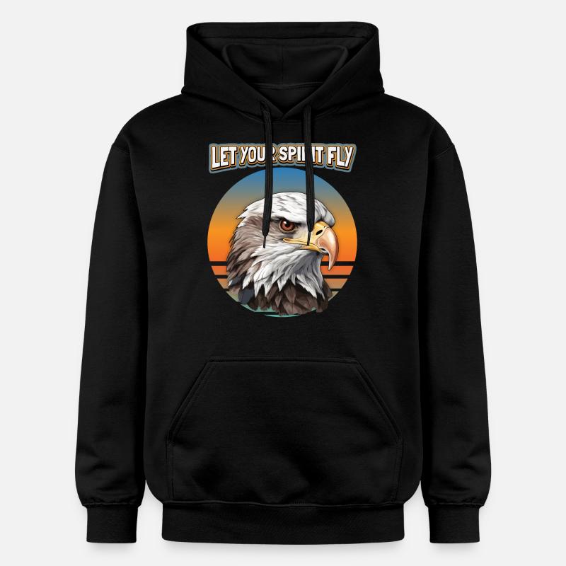 Eagle Motif, Eagle Illustration, Saying - Gildan Unisex Softstyle® Midweight Hoodie - black