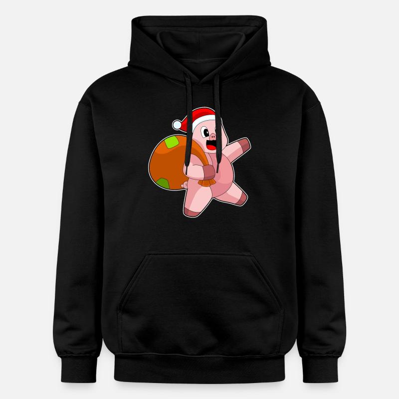 Sac de Noël cochon - Sweat à capuche Softstyle® Gildan Unisexe - noir
